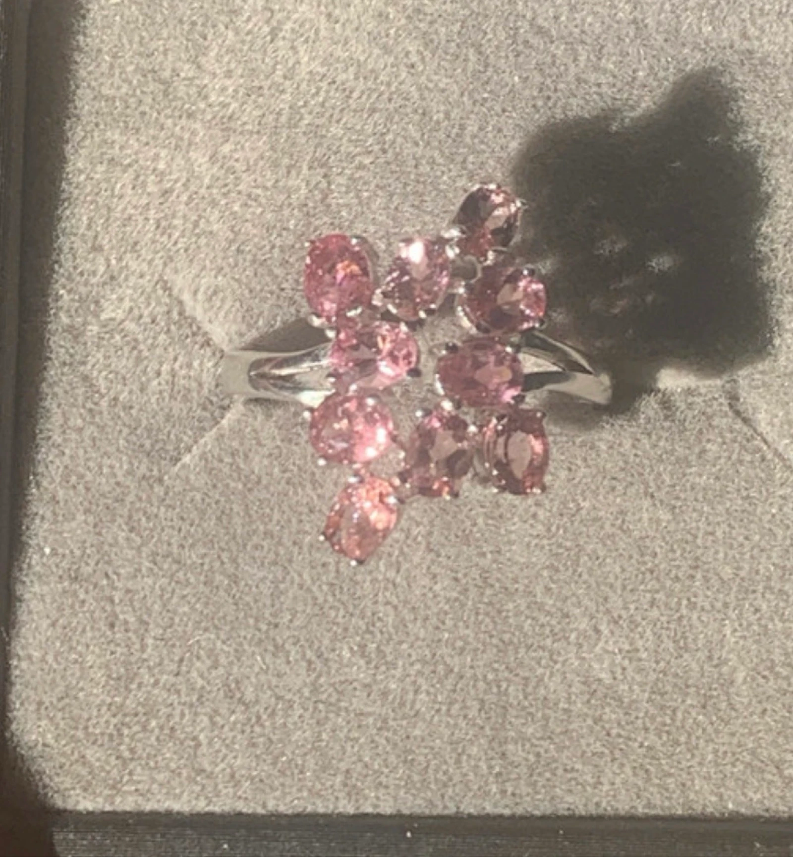Anillo de plata 925 con turmalinas rosas naturales